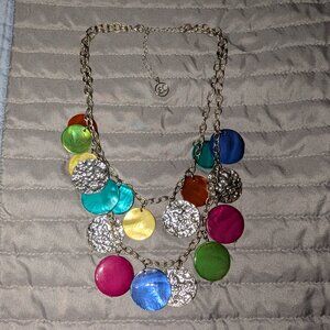 $3 with Bundle ~ Erica Lyons Colorful Shell Disc Statement Necklace 6278